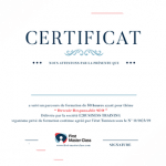 Certificat professionnelle first masterclass